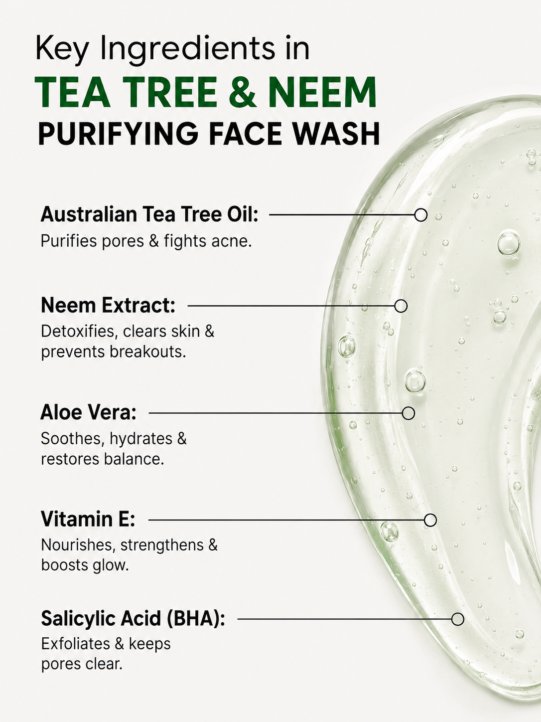 Tea Tree & Neem Facewash key ingredients